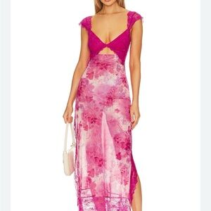 Free People Pink Floral Slip Dress